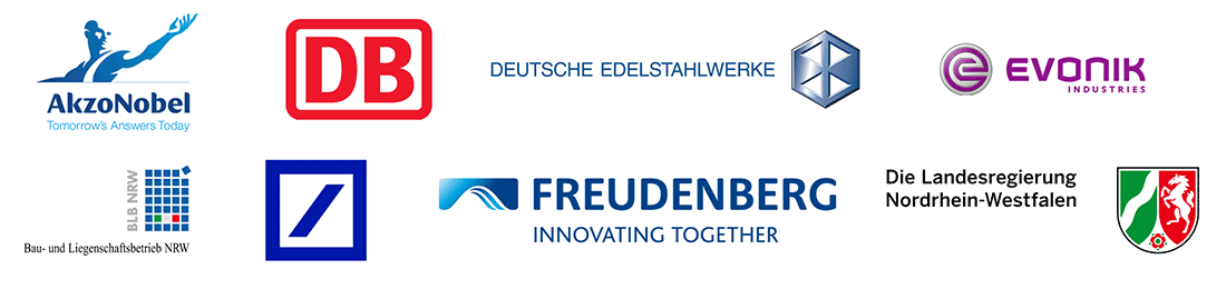AkzoNobel, DB, Deutsche Edelstahlwerke, Evonik, Bau- und Liegenschaftsbetrieb NRW, Deutsche Bank, Freudenberg, Die Landesregierung Nordrhein-Westfalen